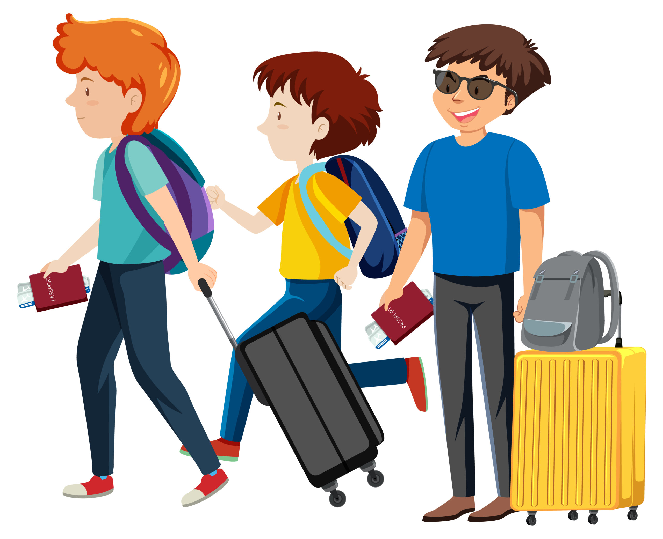 group of tourists ready to travel